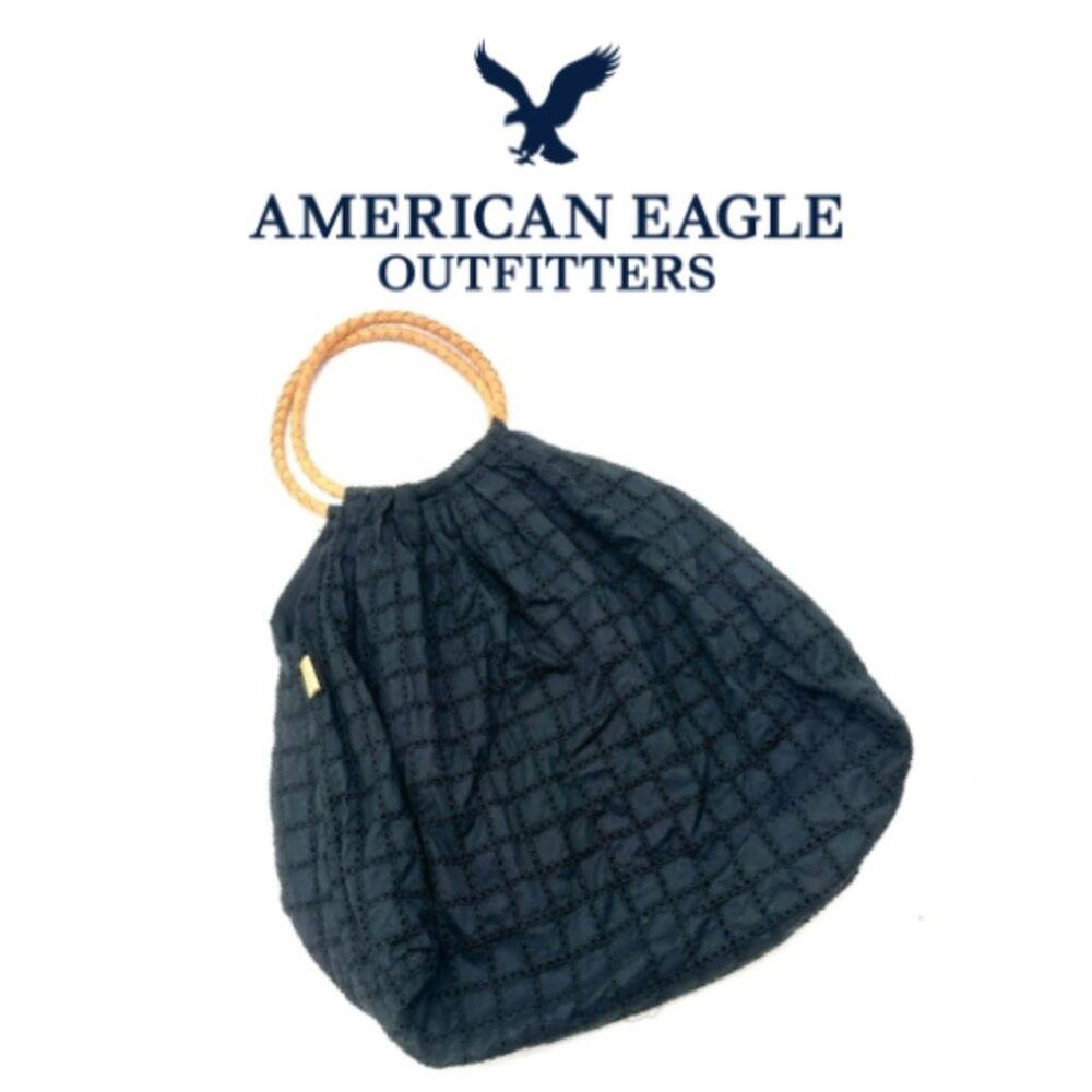 AMERICAN EAGLE OUTFITTERS boho blue cotton eyelet beach / tote bag